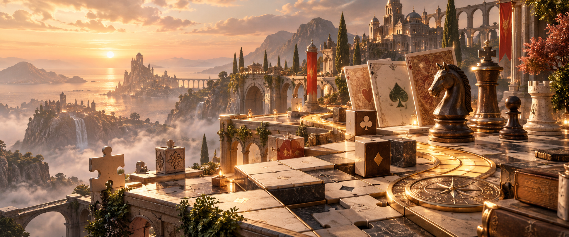 A cinematic world of puzzles, cards and strategy games